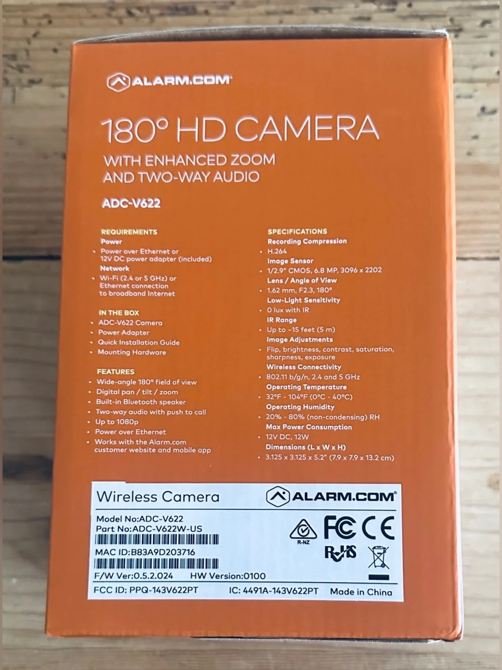 Alarm.com 180° HD Camera ADC-V622 - Black - Brand New Sealed Box